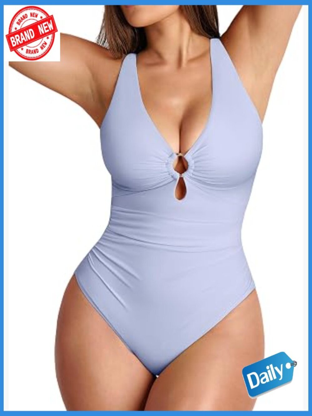 One Piece Swimsuit with Tummy Control Deep V-Neck